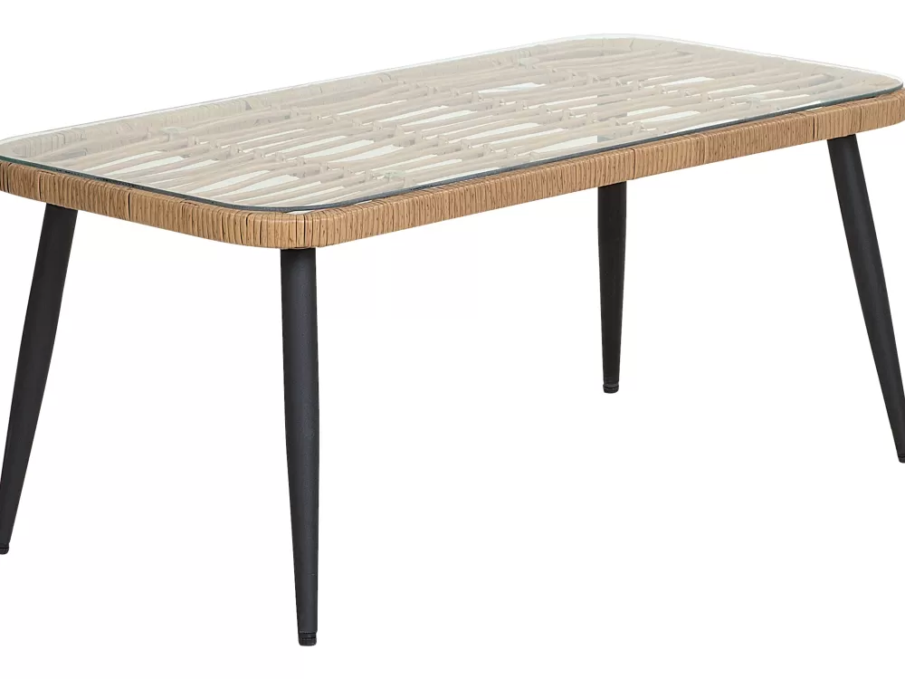 Beliani - Comodo divano da giardino 4 posti in poliestere resistente, design moderno con tonalità naturali - Serie Corinth II