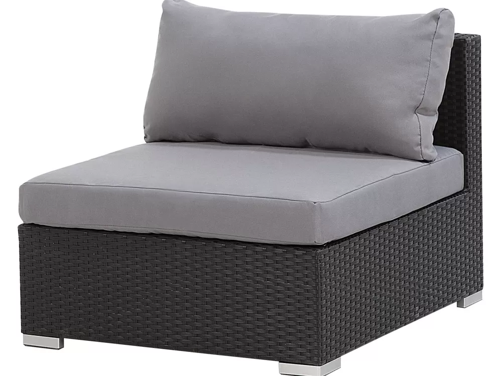 Beliani Divano da Esterno 4 Posti in Poliestere Resistente, Set Soggiorno Elegante con Struttura Durevole - Modello Sano II Nero Opaco