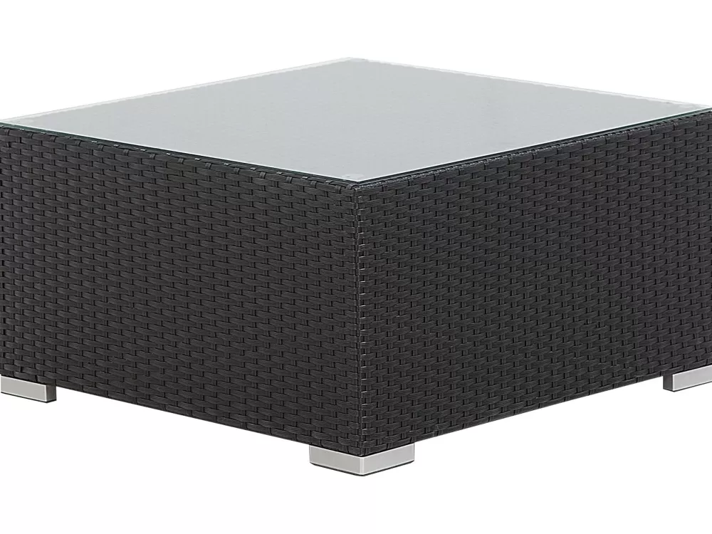 Beliani Divano da Esterno 4 Posti in Poliestere Resistente, Set Soggiorno Elegante con Struttura Durevole - Modello Sano II Nero Opaco