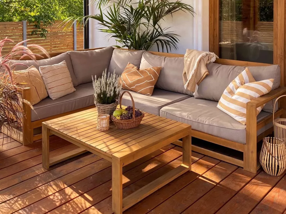 Saldo Beliani: Set da Esterno 4 Posti in Acacia Certificata - Divano da Giardino Timor con Struttura in Legno Chiaro