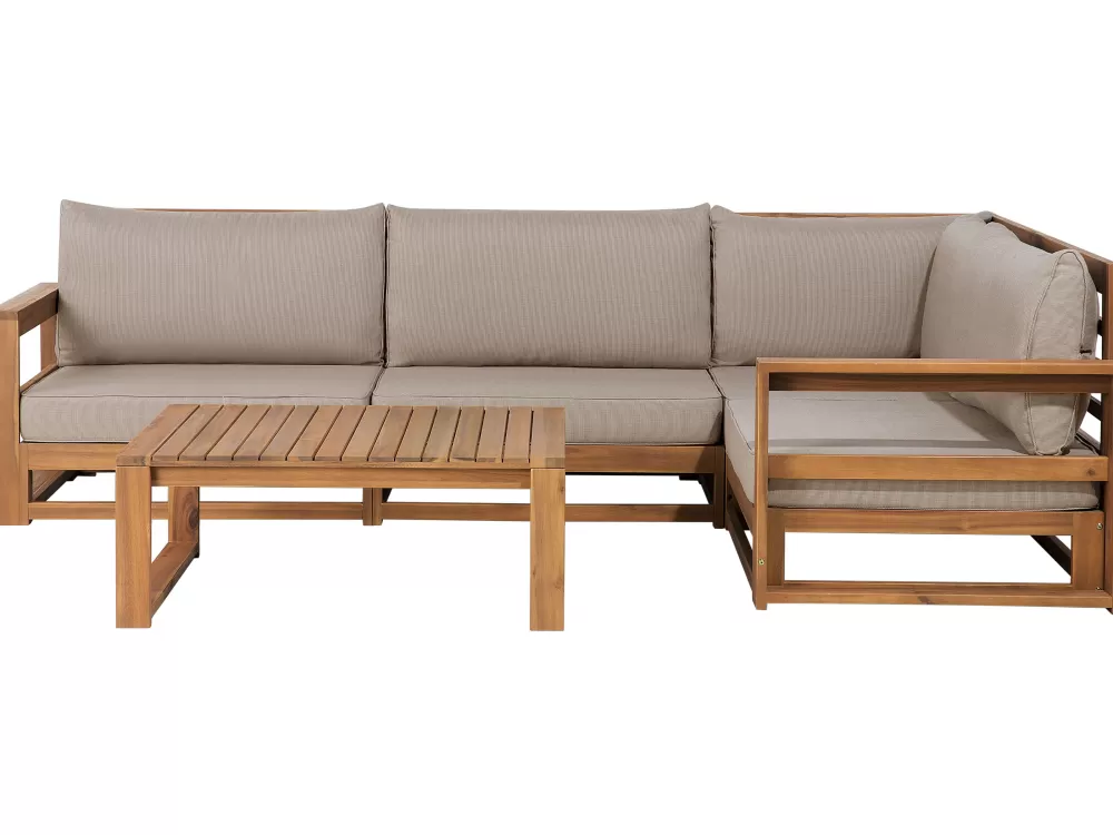 Saldo Beliani: Set da Esterno 4 Posti in Acacia Certificata - Divano da Giardino Timor con Struttura in Legno Chiaro