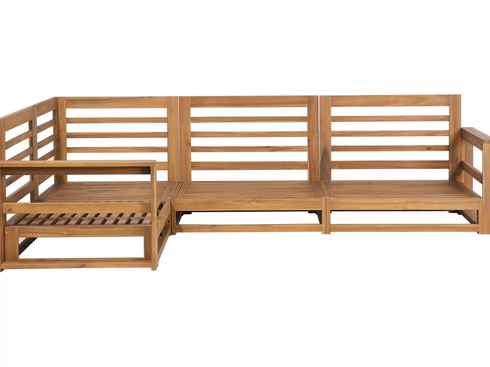 Saldo Beliani: Set da Esterno 4 Posti in Acacia Certificata - Divano da Giardino Timor con Struttura in Legno Chiaro