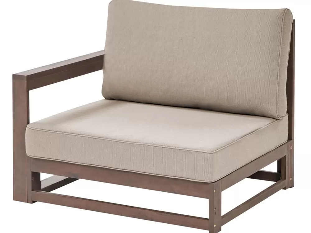 Beliani Set Divano da Esterno 4 Posti in Legno di Acacia Certificato, Timor II con Bracciolo Sinistro in Tonalità Scura - Arredo Giardino Resistente