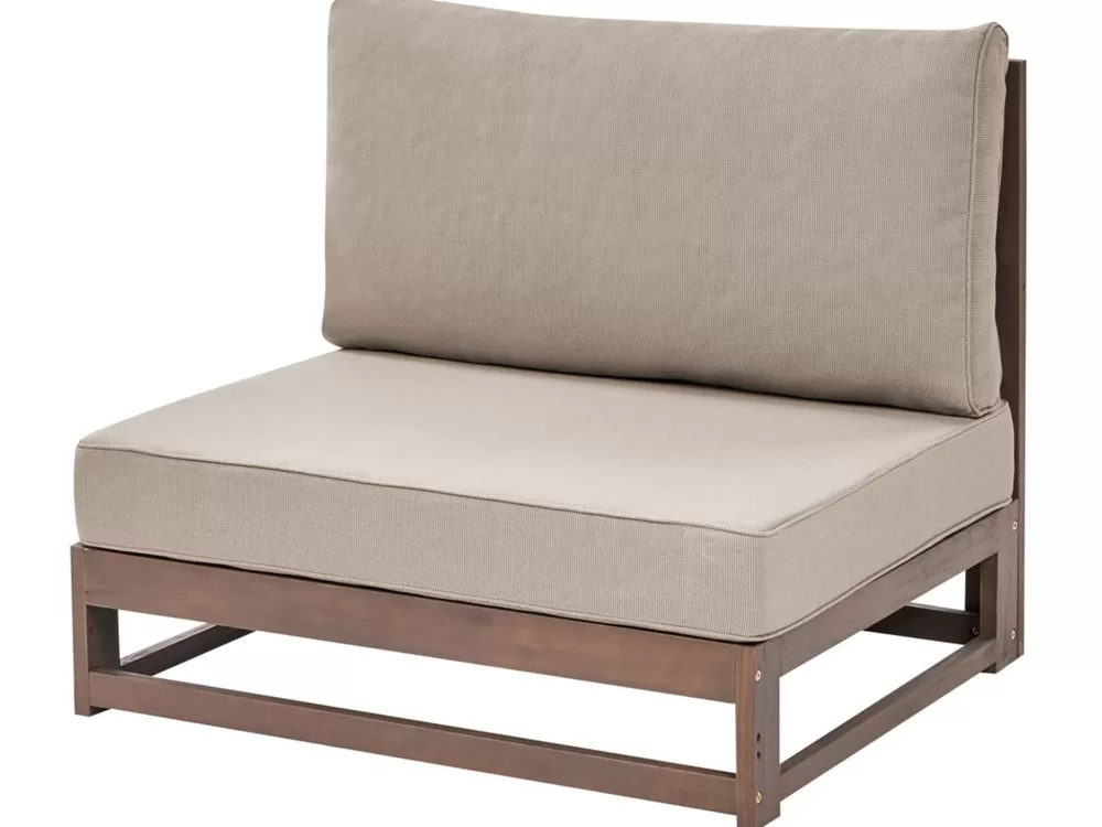 Beliani Set Divano da Esterno 4 Posti in Legno di Acacia Certificato, Timor II con Bracciolo Sinistro in Tonalità Scura - Arredo Giardino Resistente