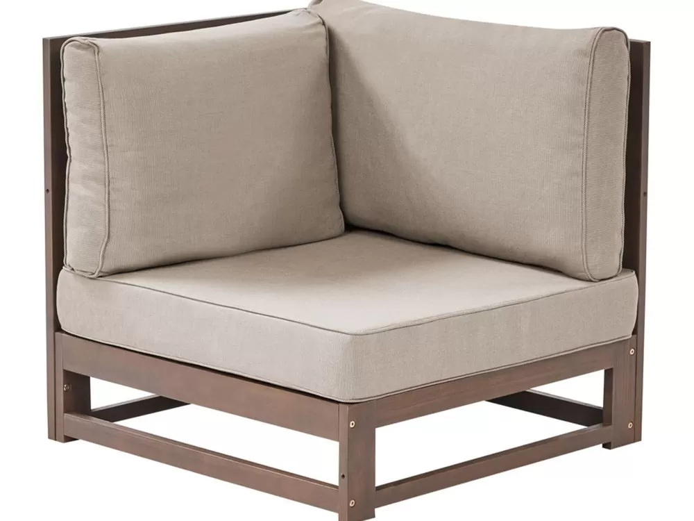 Beliani Set Divano da Esterno 4 Posti in Legno di Acacia Certificato, Timor II con Bracciolo Sinistro in Tonalità Scura - Arredo Giardino Resistente