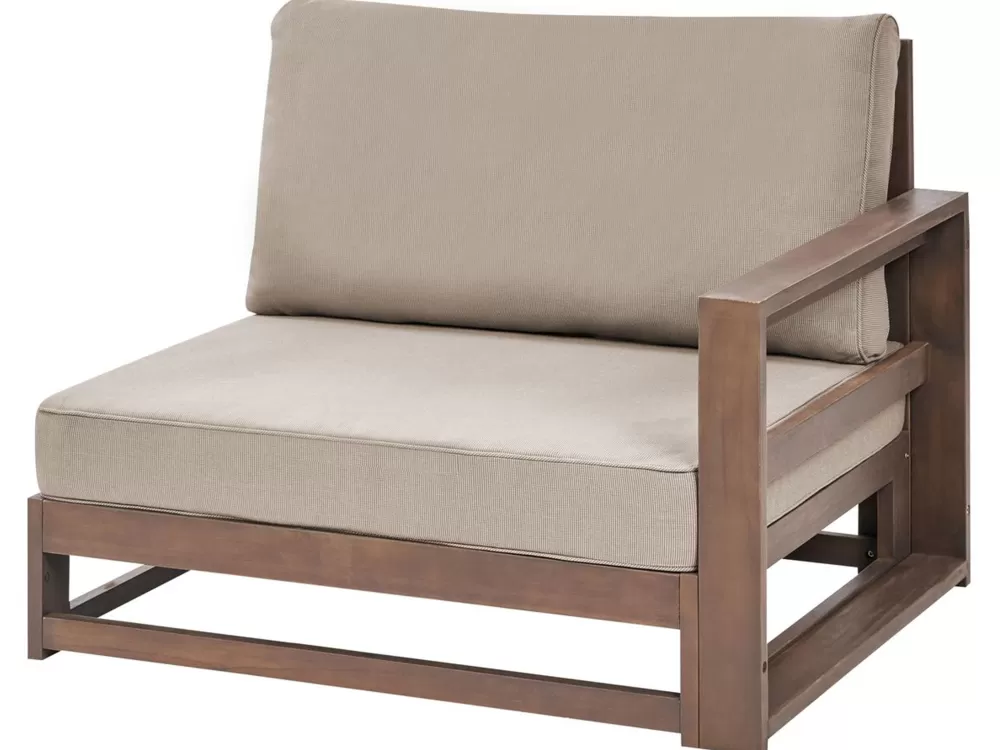 Beliani Set Divano da Esterno 4 Posti in Legno di Acacia Certificato, Timor II con Bracciolo Sinistro in Tonalità Scura - Arredo Giardino Resistente