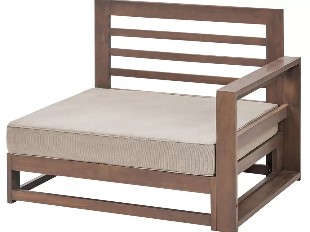 Beliani Set Divano da Esterno 4 Posti in Legno di Acacia Certificato, Timor II con Bracciolo Sinistro in Tonalità Scura - Arredo Giardino Resistente