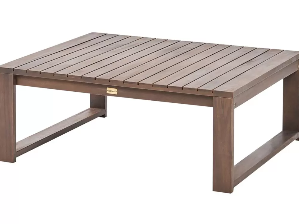 Beliani Set Divano da Esterno 4 Posti in Legno di Acacia Certificato, Timor II con Bracciolo Sinistro in Tonalità Scura - Arredo Giardino Resistente