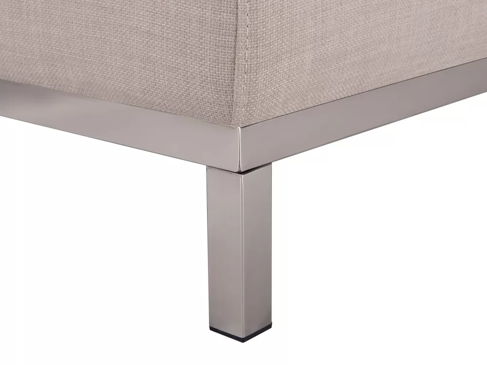 Comodo divano angolare a 5 posti con rivestimento in tessuto Rahi - Orientamento sinistro, tonalità beige e design elegante stile Oslo