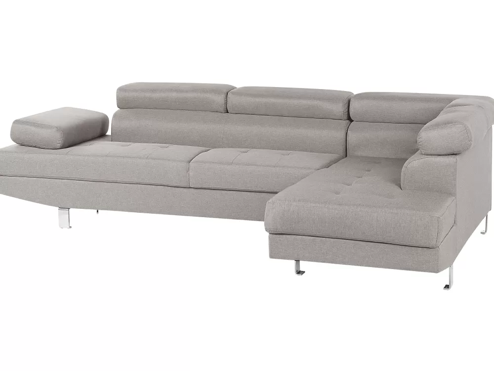 Divano angolare Beliani 5 posti in tessuto grigio chiaro - Moderno orientamento sinistro con sconto speciale