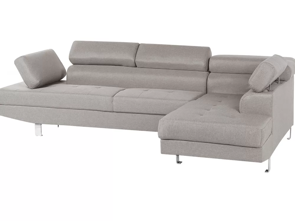 Divano angolare Beliani 5 posti in tessuto grigio chiaro - Moderno orientamento sinistro con sconto speciale