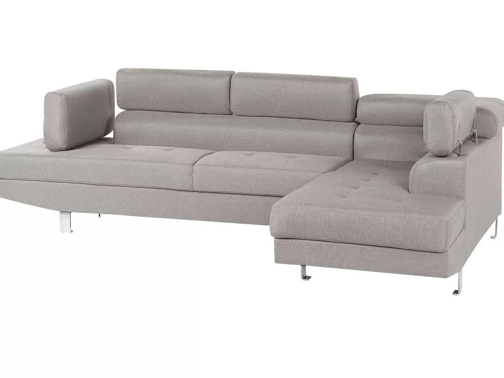 Divano angolare Beliani 5 posti in tessuto grigio chiaro - Moderno orientamento sinistro con sconto speciale
