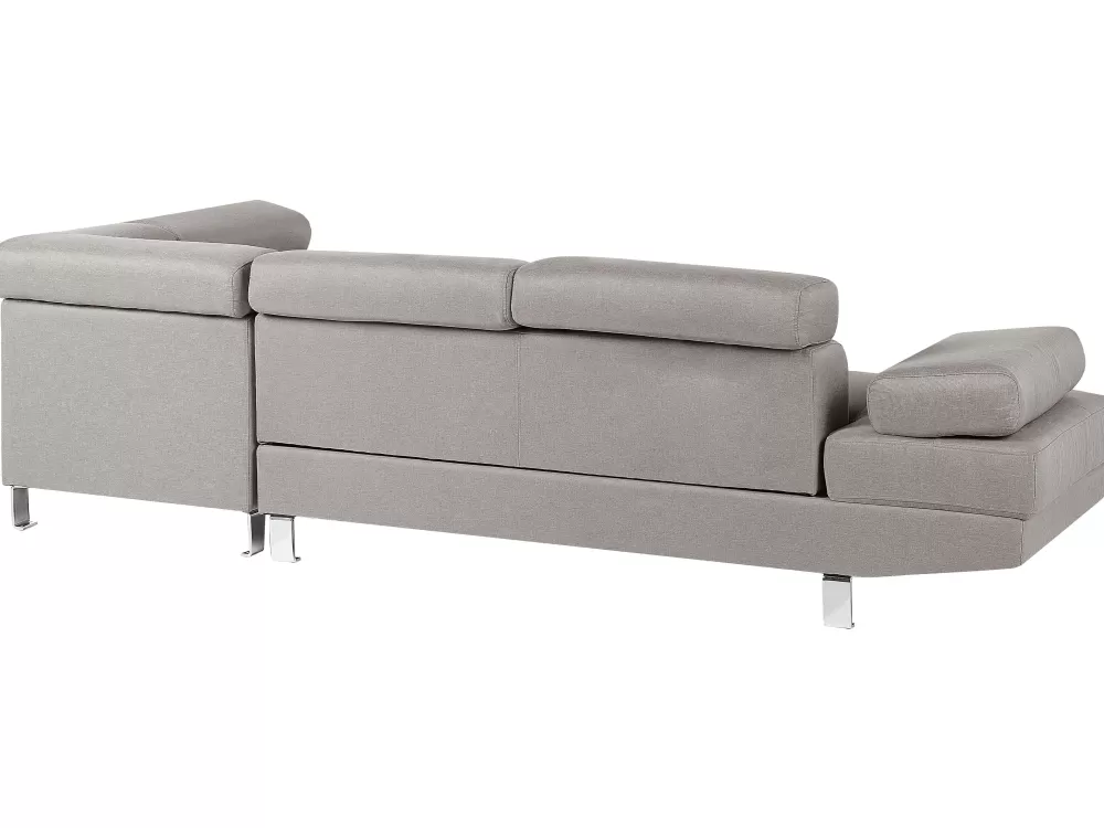 Divano angolare Beliani 5 posti in tessuto grigio chiaro - Moderno orientamento sinistro con sconto speciale