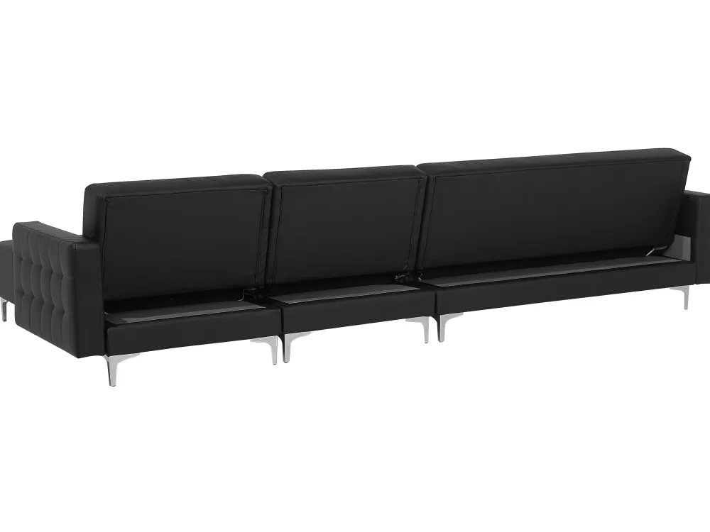 Divano letto angolare Beliani in ecopelle nera - 5 posti con struttura sinistra, modello Aberdeen 

Design moderno con rivestimento in similpelle resistente, perfetto per soggiorni compatti. Schienale regolabile e sistema di apertura semplificato per massimo comfort quotidiano.