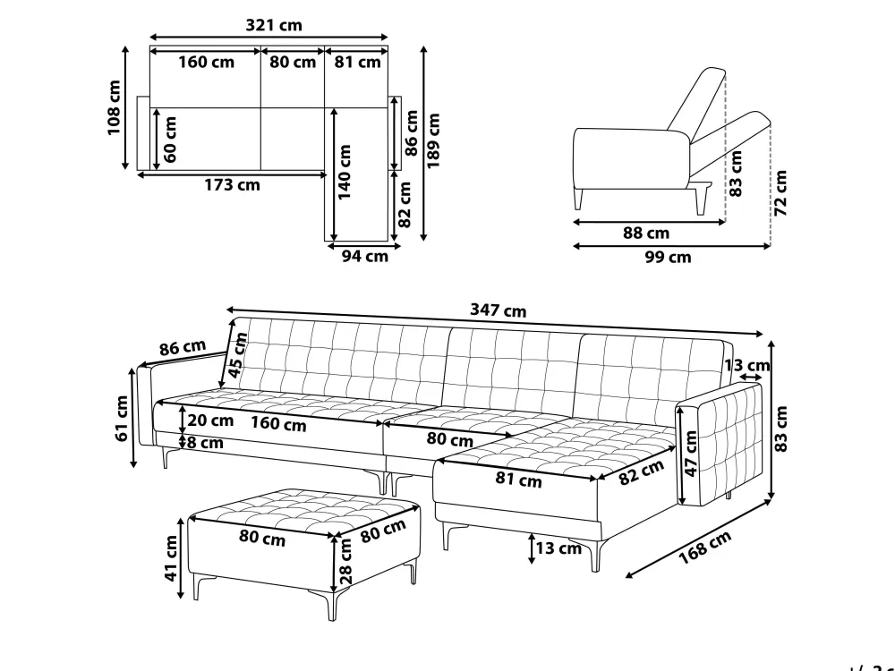 Beliani Divano Letto Angolare 5 Posti in Ecopelle - Design Moderno e Confortevole, Lato Sinistro - Bianco Candido Modello Aberdeen