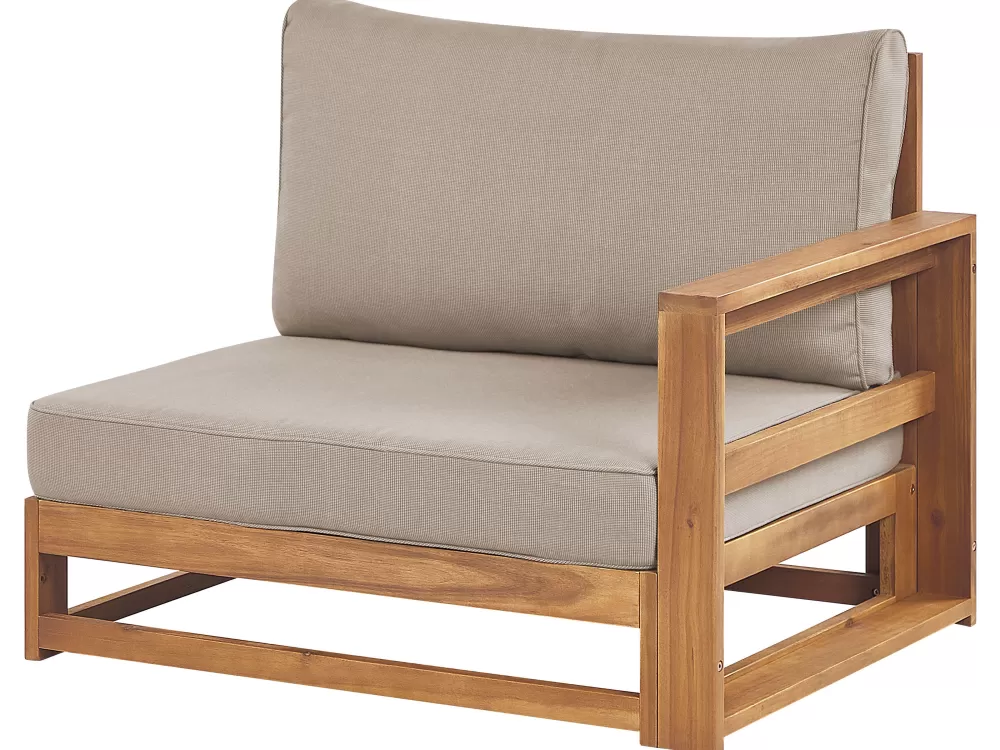 Divano da esterno in acacia chiara Timor II - Set elegante 5 posti con rivestimento resistente per giardino

(：，。