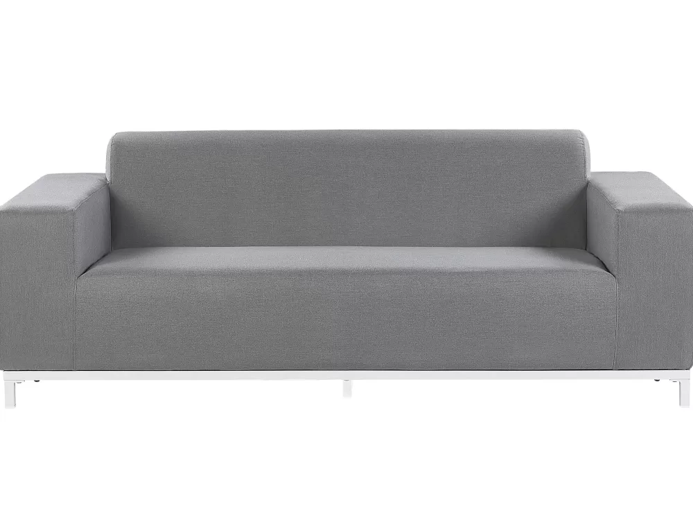 Divano da Esterno Beliani 5 Posti in Tessuto Grigio e Bianco - Set Relax Rovigo