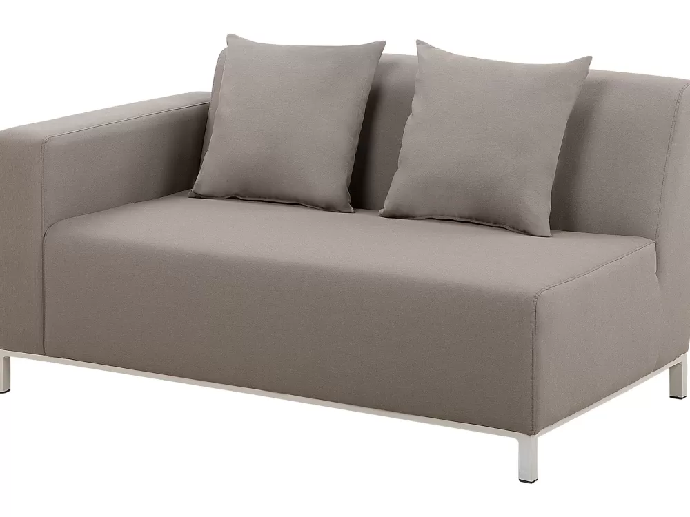 Divano da esterno Belize 5 posti in tessuto resistente - Design moderno con bracciolo sinistro, colore grigio taupe - Set relax confortevole per spazi aperti (Posizionabile a sinistra)