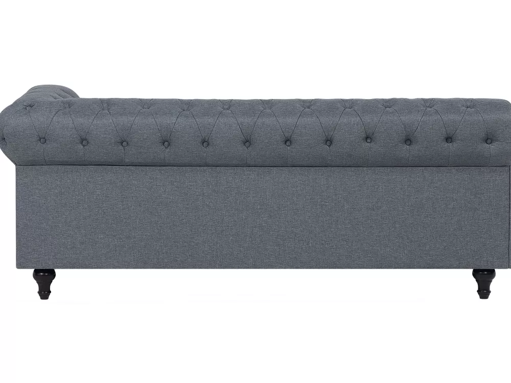 Beliani Offerta Lampo: Divano Angolare Elegante in Tessuto per 6 Posti con Design Chesterfield - Grigio Chiaro Lato Destro