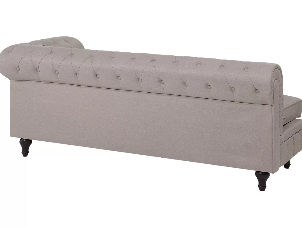 Elegante divano angolare in tessuto beige stile Chesterfield, 6 posti con bracciolo sinistro - Saldo Beliani
