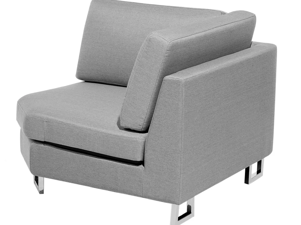 Beliani | Divano Angolare Moderno per 6 Posti in Tessuto Grigio Chiaro, Design Stockholm - Lato Sinistro con Rivestimento Morbido