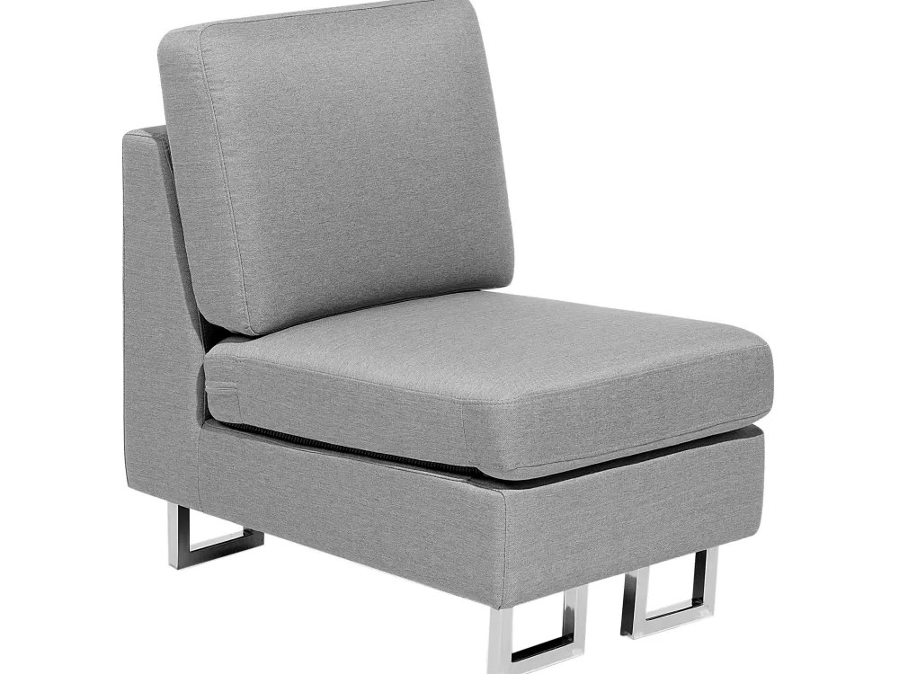 Beliani | Divano Angolare Moderno per 6 Posti in Tessuto Grigio Chiaro, Design Stockholm - Lato Sinistro con Rivestimento Morbido