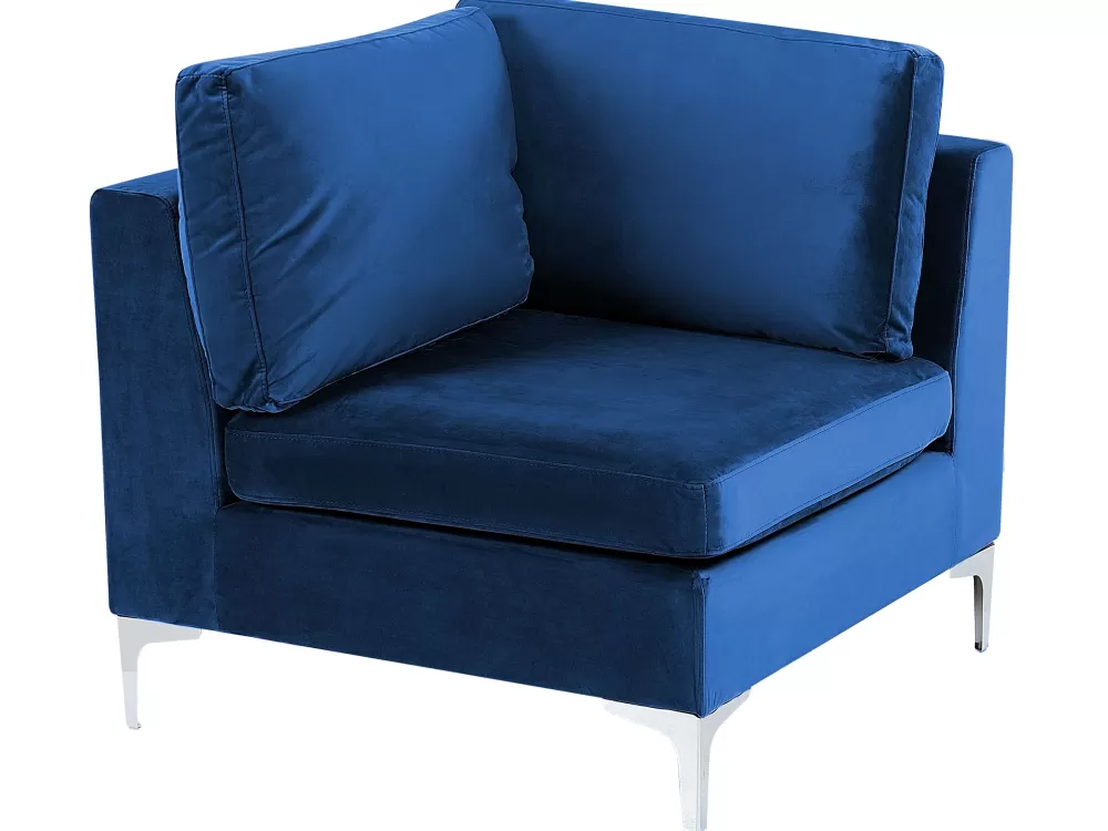 Beliani Offerta Speciale: Divano Angolare in Velluto 6 Posti, Design Moderno con Braccioli Laterali - Blu Marina Scuro, Modello Evja