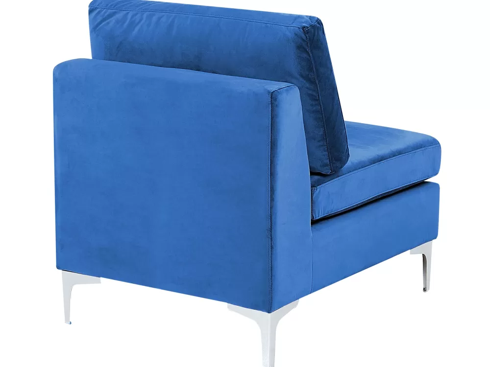 Beliani Offerta Speciale: Divano Angolare in Velluto 6 Posti, Design Moderno con Braccioli Laterali - Blu Marina Scuro, Modello Evja