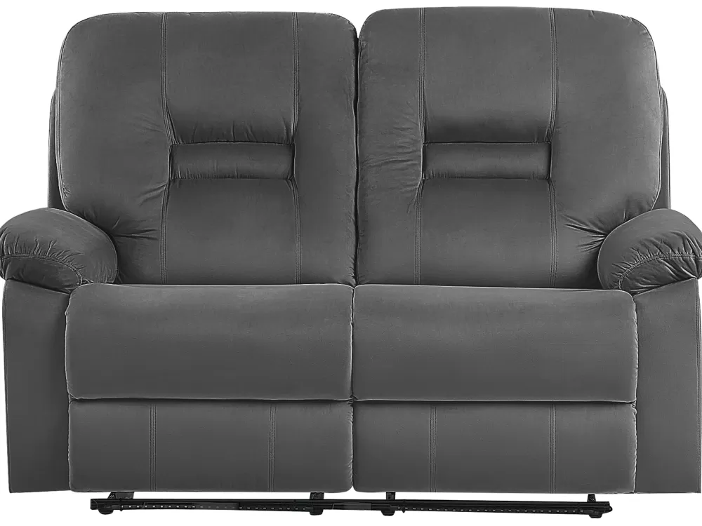 Divano Modulare Beliani 6 Posti in Velluto con Regolazione Elettrica - Grigio Antracite Design Bergen