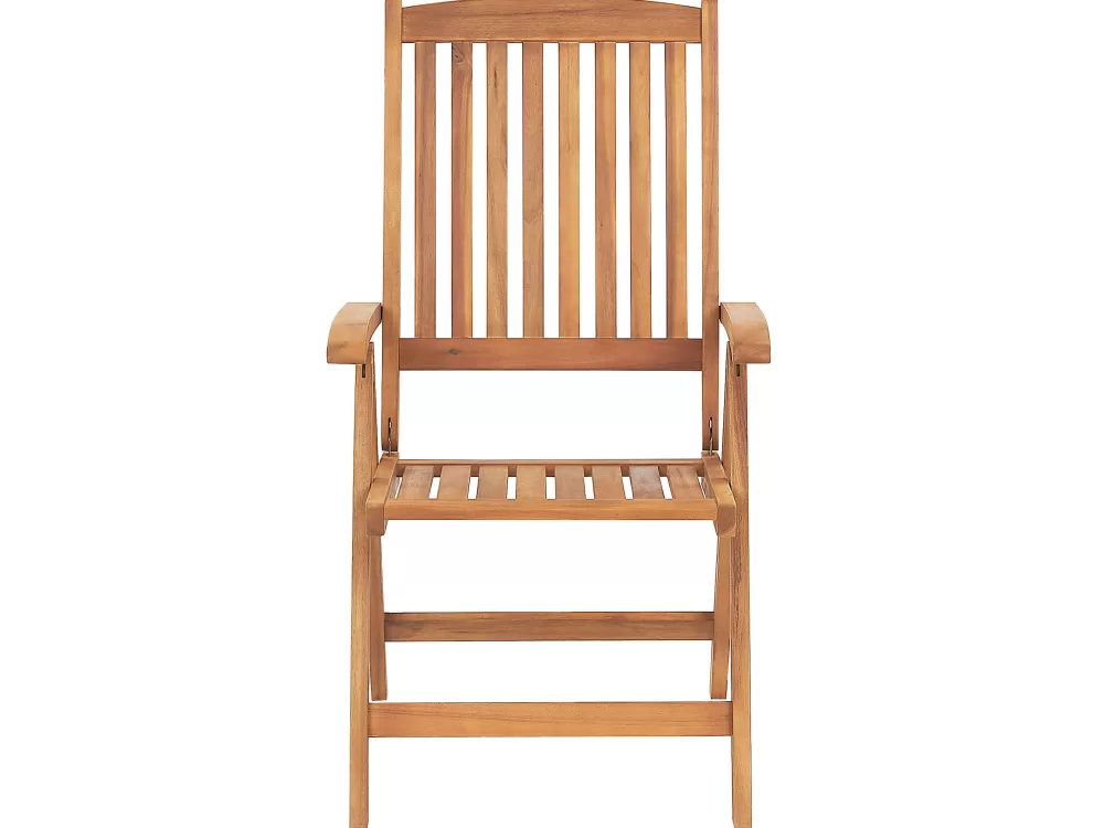 Set Elegante da Pranzo Esterno per 6 Persone con Parasole Integrato in Legno di Acacia Chiaro - Collezione Java Beliani