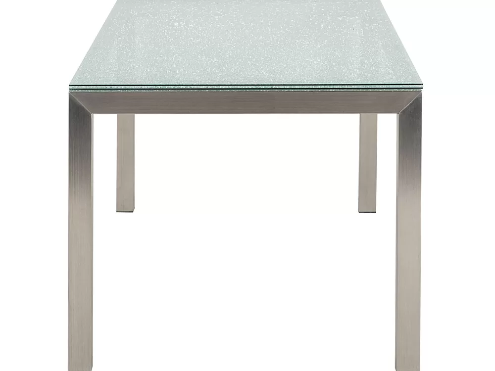 Beliani Set da Giardino con Tavolo in Vetro e Sedie in Tessuto Beige - Grosseto 6 Posti | Offerta Imperdibile