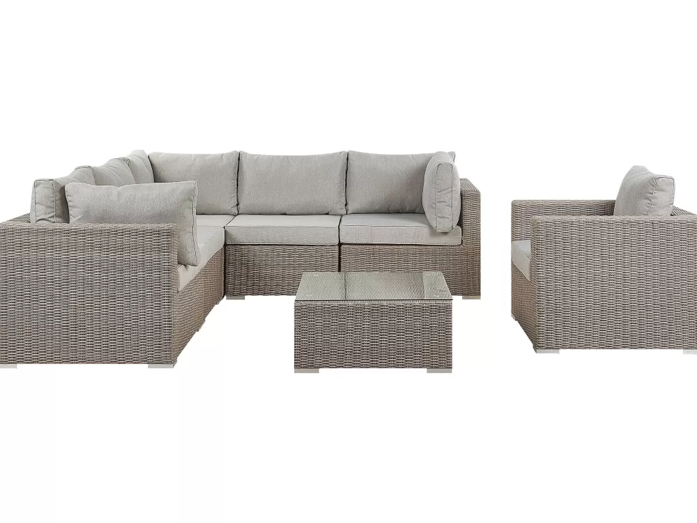 Beliani - Set Divano da Esterno 6 Posti in Rattan Sintetico, Design Moderno, Grigio Antracite - Collezione Contare