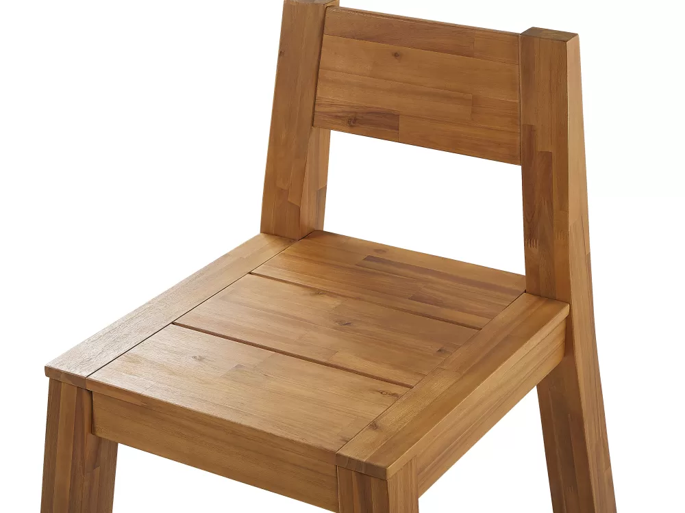 Set da Pranzo Estivo Beliani in Legno di Acacia Chiaro - Componibile con Panche e Sedie per 6 Persone, Design Livorno per Giardino Elegante e Confortevole