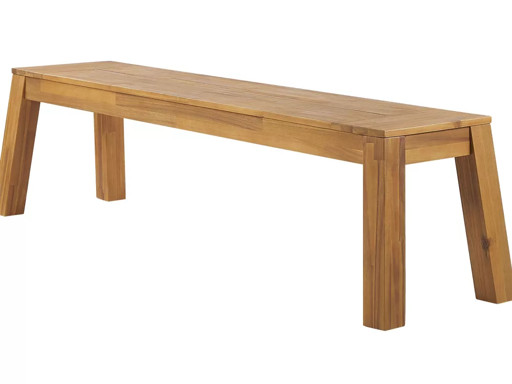 Set da Pranzo Estivo Beliani in Legno di Acacia Chiaro - Componibile con Panche e Sedie per 6 Persone, Design Livorno per Giardino Elegante e Confortevole