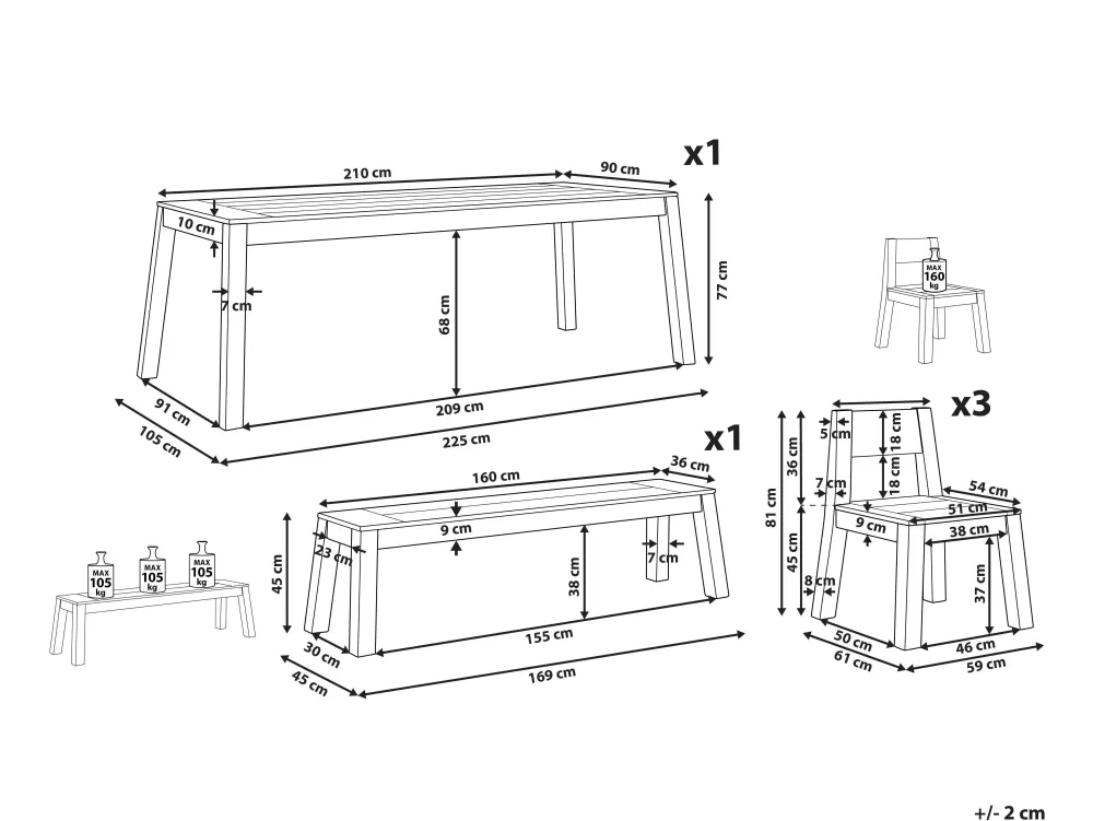 Set da Pranzo Estivo Beliani in Legno di Acacia Chiaro - Componibile con Panche e Sedie per 6 Persone, Design Livorno per Giardino Elegante e Confortevole