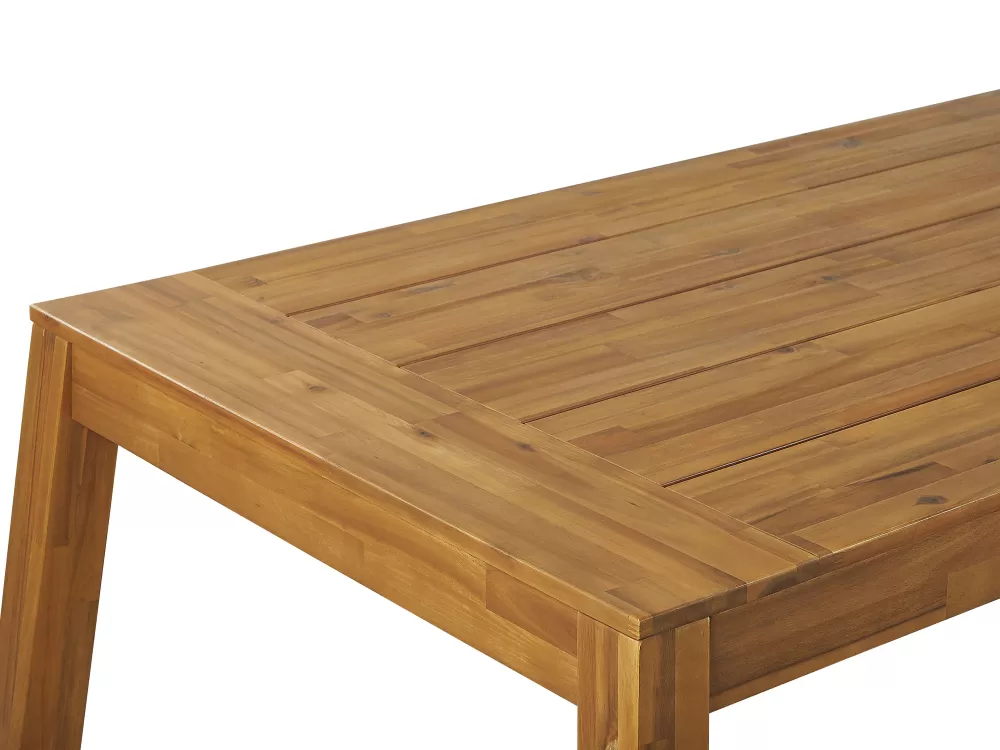 Set da Pranzo Estivo Beliani in Legno di Acacia Chiaro - Componibile con Panche e Sedie per 6 Persone, Design Livorno per Giardino Elegante e Confortevole