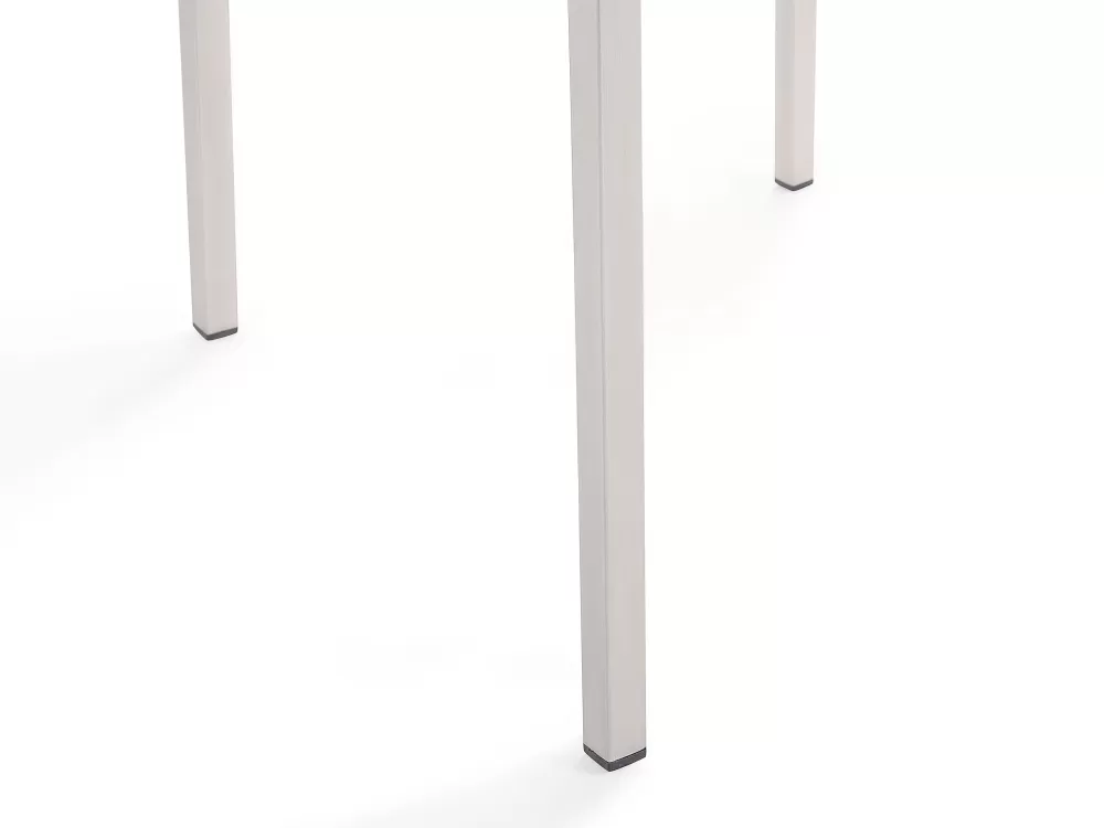 Beliani Set da Esterno Elegante con Tavolo in Vetro e Sedie in Tessuto - 8 Posti, 3 Elementi, Bianco - Collezione Grosseto