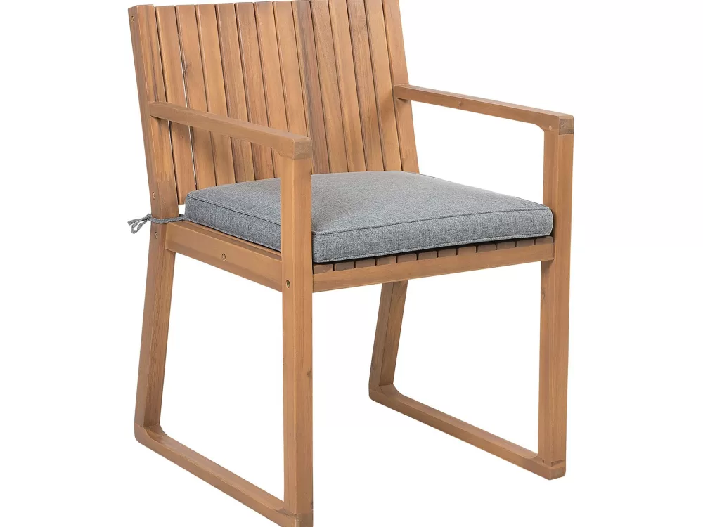 Beliani Set da Esterno Elegante in Legno di Frassino Chiaro con Rivestimento Grigio Sassari - Tavolino per 8 Persone, Ideale per Giardino