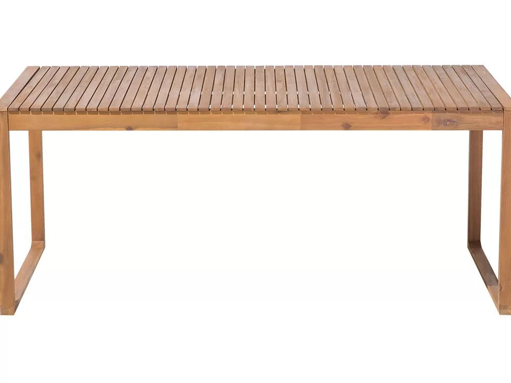 Beliani Set da Esterno Elegante in Legno di Frassino Chiaro con Rivestimento Grigio Sassari - Tavolino per 8 Persone, Ideale per Giardino