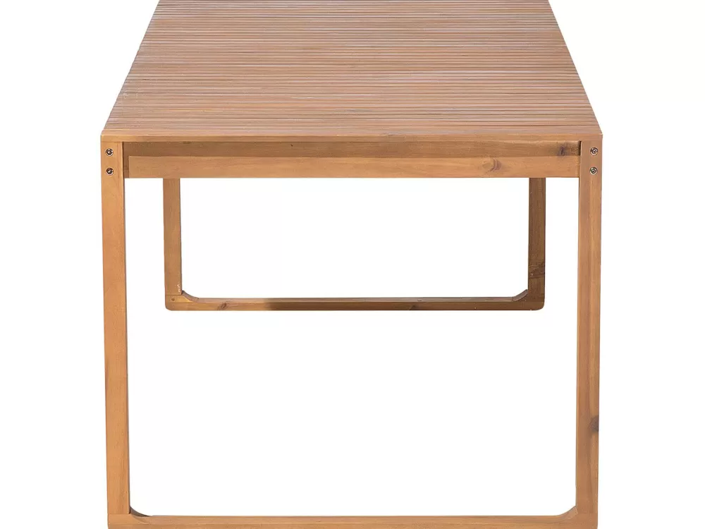 Beliani Set da Esterno Elegante in Legno di Frassino Chiaro con Rivestimento Grigio Sassari - Tavolino per 8 Persone, Ideale per Giardino