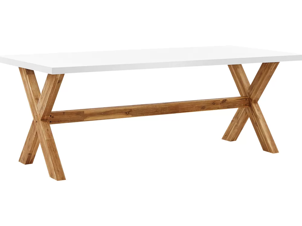 Set da Esterno Completo per 8 Persone con Sedie e Cuscini in Ecopelle Bianca - Sconti Fine Stock Olbia
