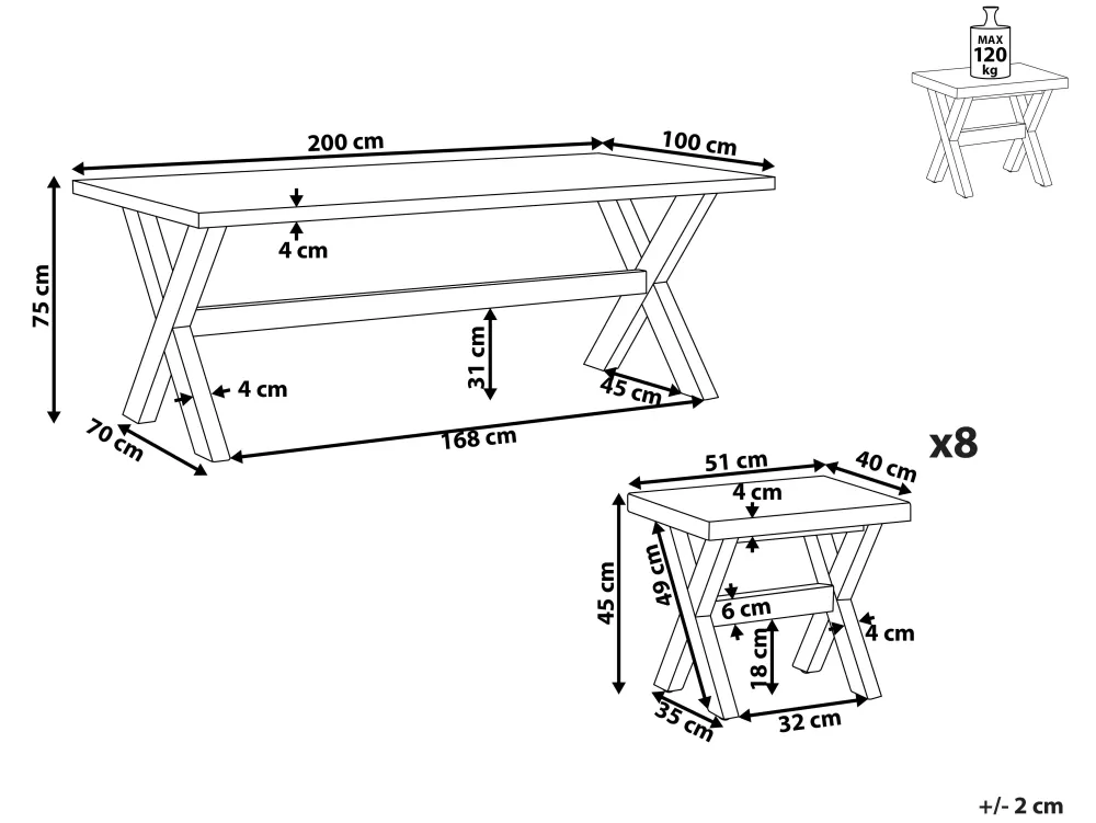 Set da Esterno Completo per 8 Persone con Sedie e Cuscini in Ecopelle Bianca - Sconti Fine Stock Olbia