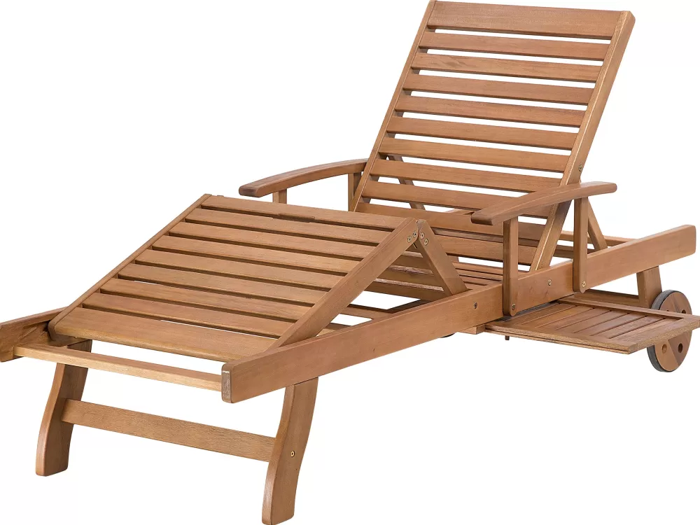 Sdraio in Teak Beliani con Rivestimento a Righe - Design Elegante per Relax all'Aperto, Collezione Java