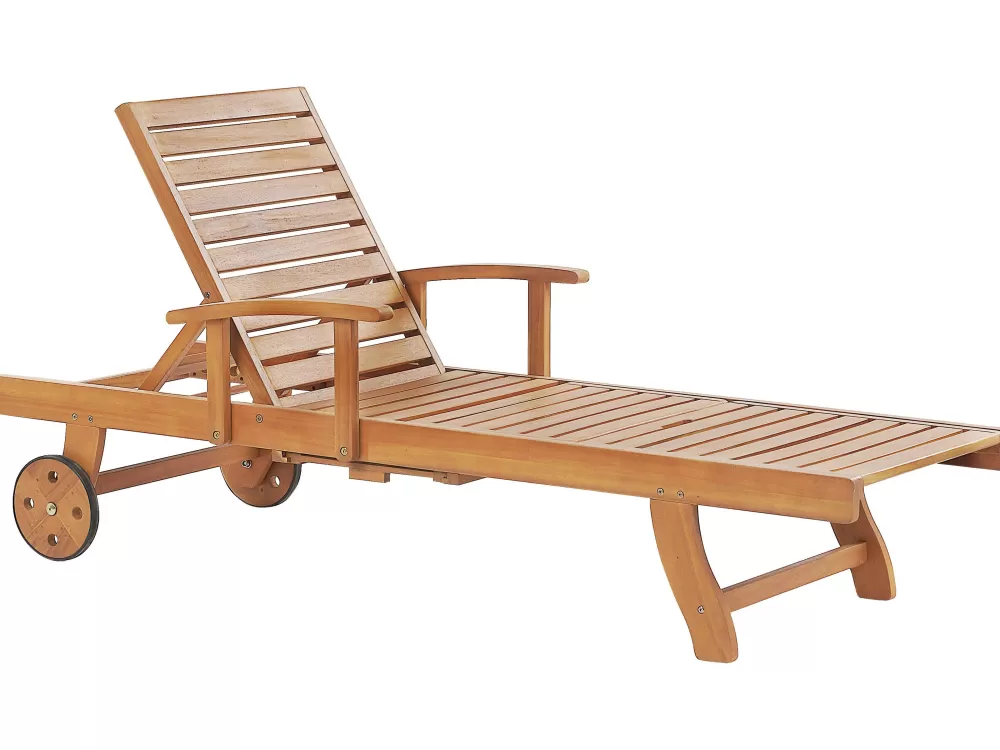Comodo Sgabello da Esterno in Legno d'Acacia con Cuscino Bordeaux - Design Elegante per Relax all'Aperto | Beliani Modello Java