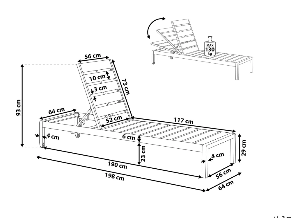 Sedia Relax da Giardino in Alluminio Antracite - Design Moderno Beliani con Cuscini Ergonomici