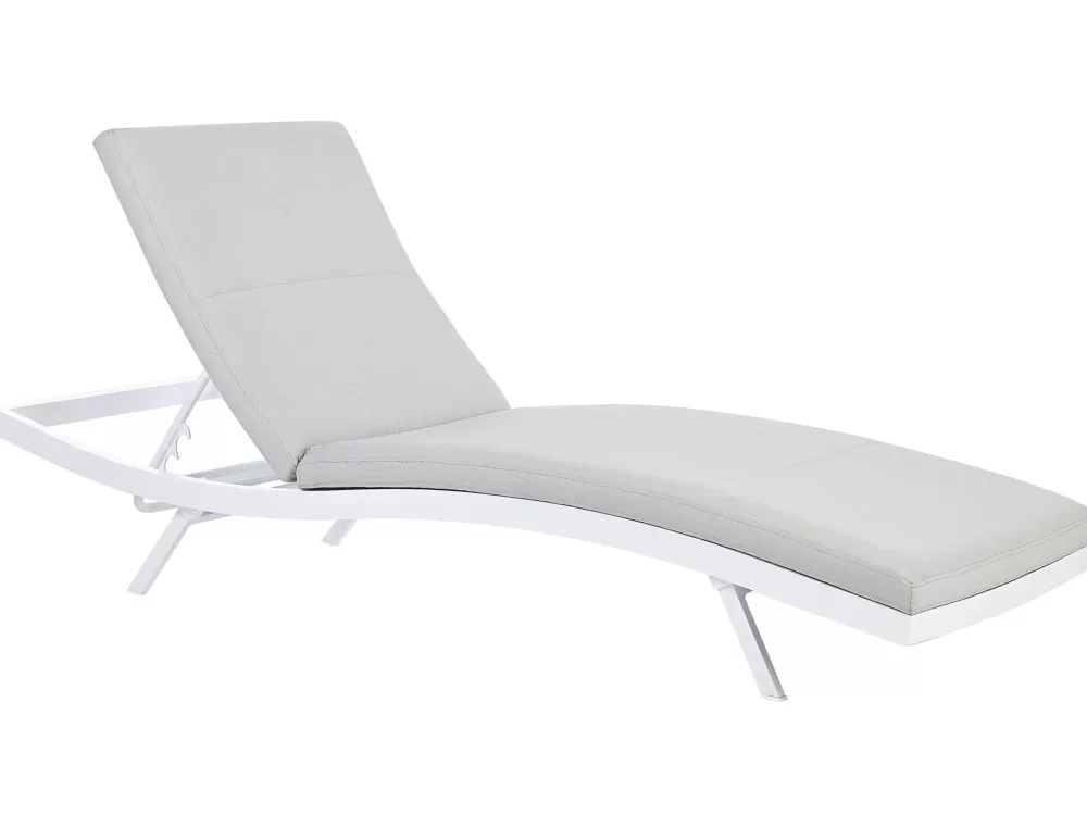 Beliani Amelia: Comoda Sedia a Sdraio in Alluminio Grigio Chiaro, Ideale per Relax All'Aperto
