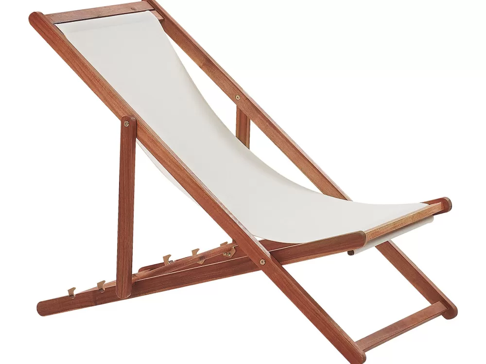 Beliani - Coppia di Eleganti Sdraio da Esterno con Rivestimenti Sostituibili, Legno di Acacia Scuro e Fantasia Leopardo - Bianco/Nero - Modello Anzio - Ideali per Giardino o Terrazzo