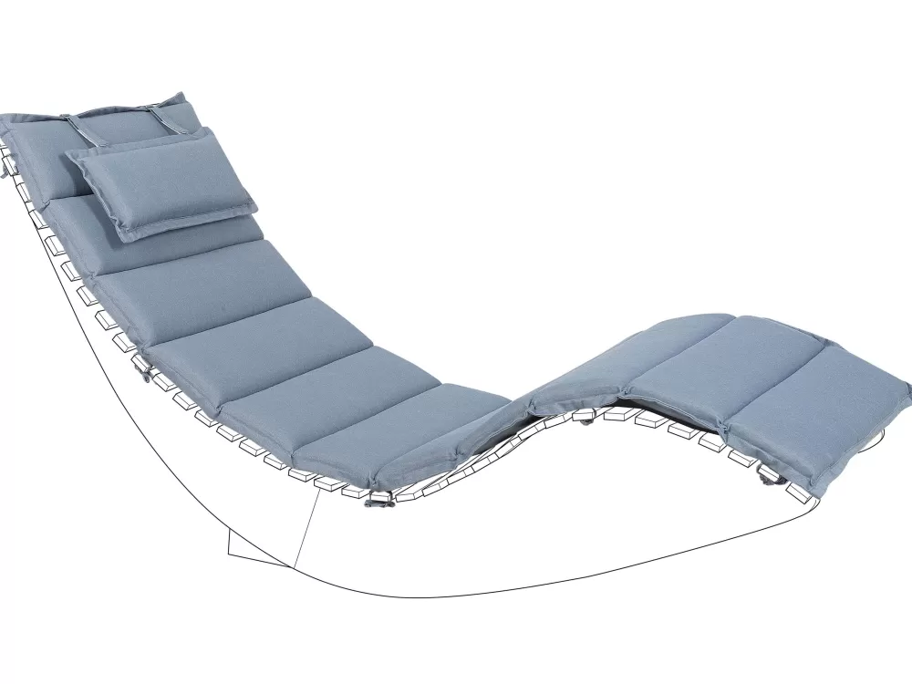 Cuscino per Sdraio Brescia Beliani - Rivestimento Morbido Grigio-Azzurro 180x60 cm, Ideale per Relax Estivo