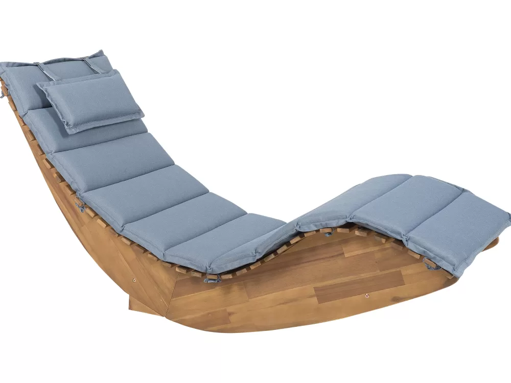 Cuscino per Sdraio Brescia Beliani - Rivestimento Morbido Grigio-Azzurro 180x60 cm, Ideale per Relax Estivo