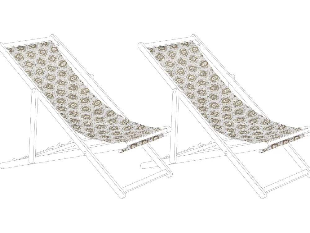 Tessuto di Ricambio Elegante per Sdraio da Esterno - Design Astratto Beige, 2 Pezzi (Compatibile con Modelli Anzio e Avellino) - Beliani Collection